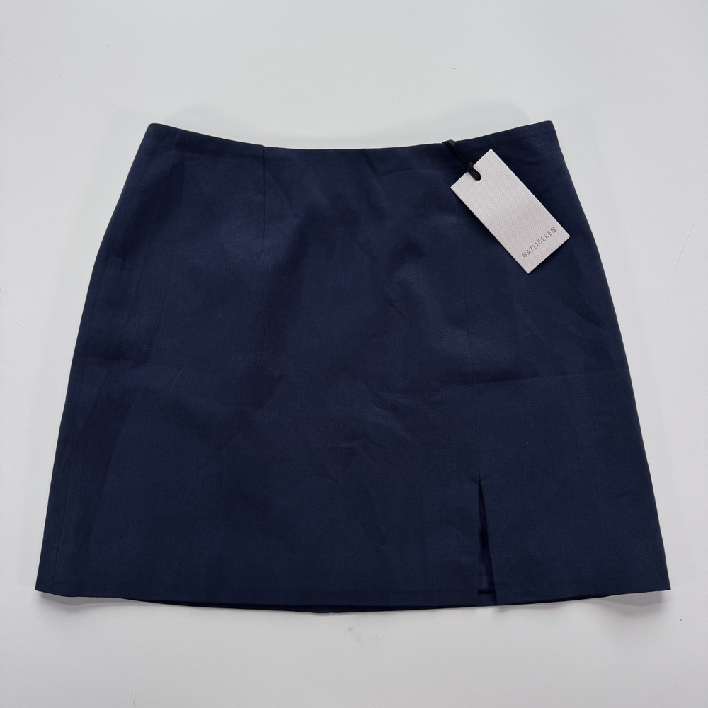 NAZLI CEREN Vance Twill Mini Skirt Lined Womens Large Navy Blue